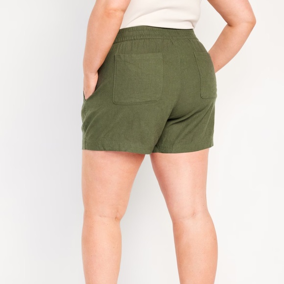 NWT OLD NAVY Matching High-Waisted Striped Linen-Blend Shorts -- 3.5-inchOlive - Picture 8 of 9